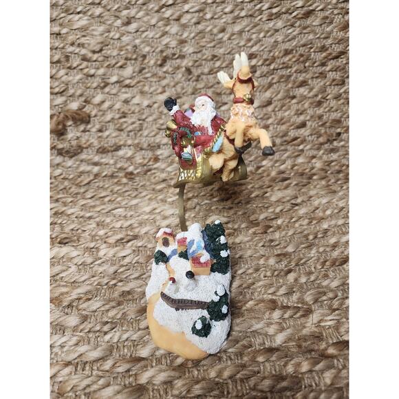 Traditions Vintage Santa & Sleigh Flying Over Village Christmas Holiday Figurine - Picture 4 of 9